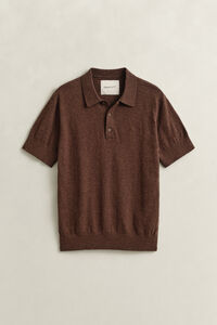 Slub Cotton Blend Short Sleeve Polo Sweater