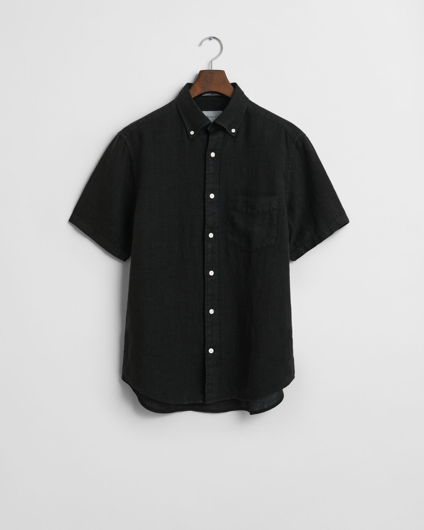 Regular Fit Garment-Dyed Linen Short Sleeve Shirt