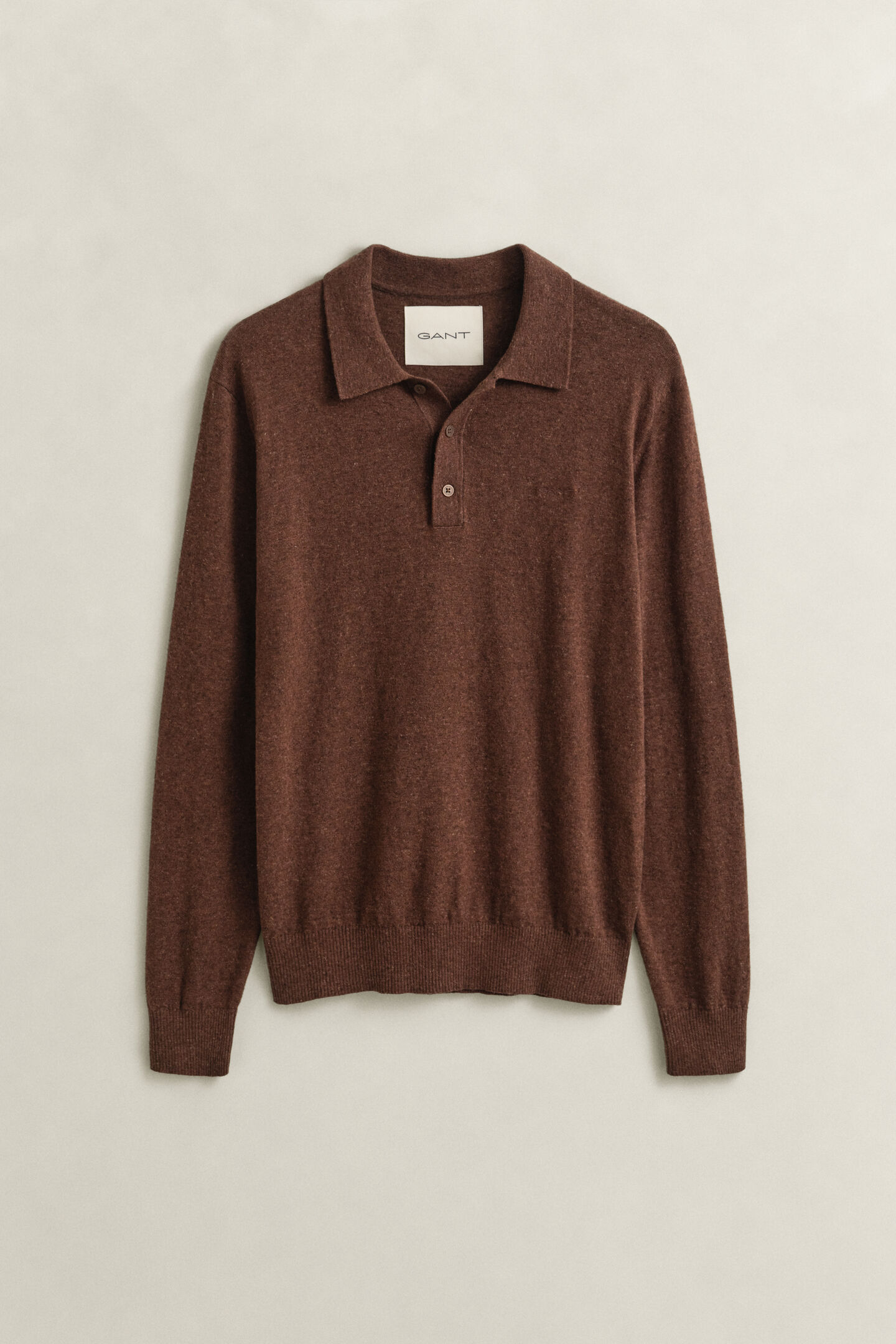 Slub Cotton Blend Polo Sweater