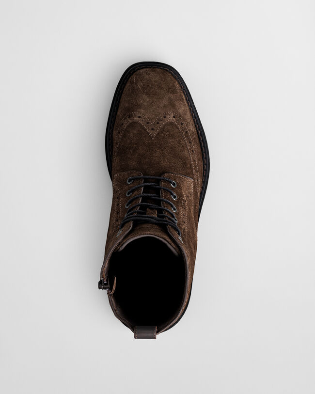 Boggar Suede Brogue Lace-Up Boots