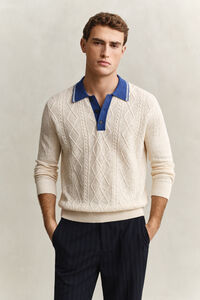 Cable Knit Polo Sweater