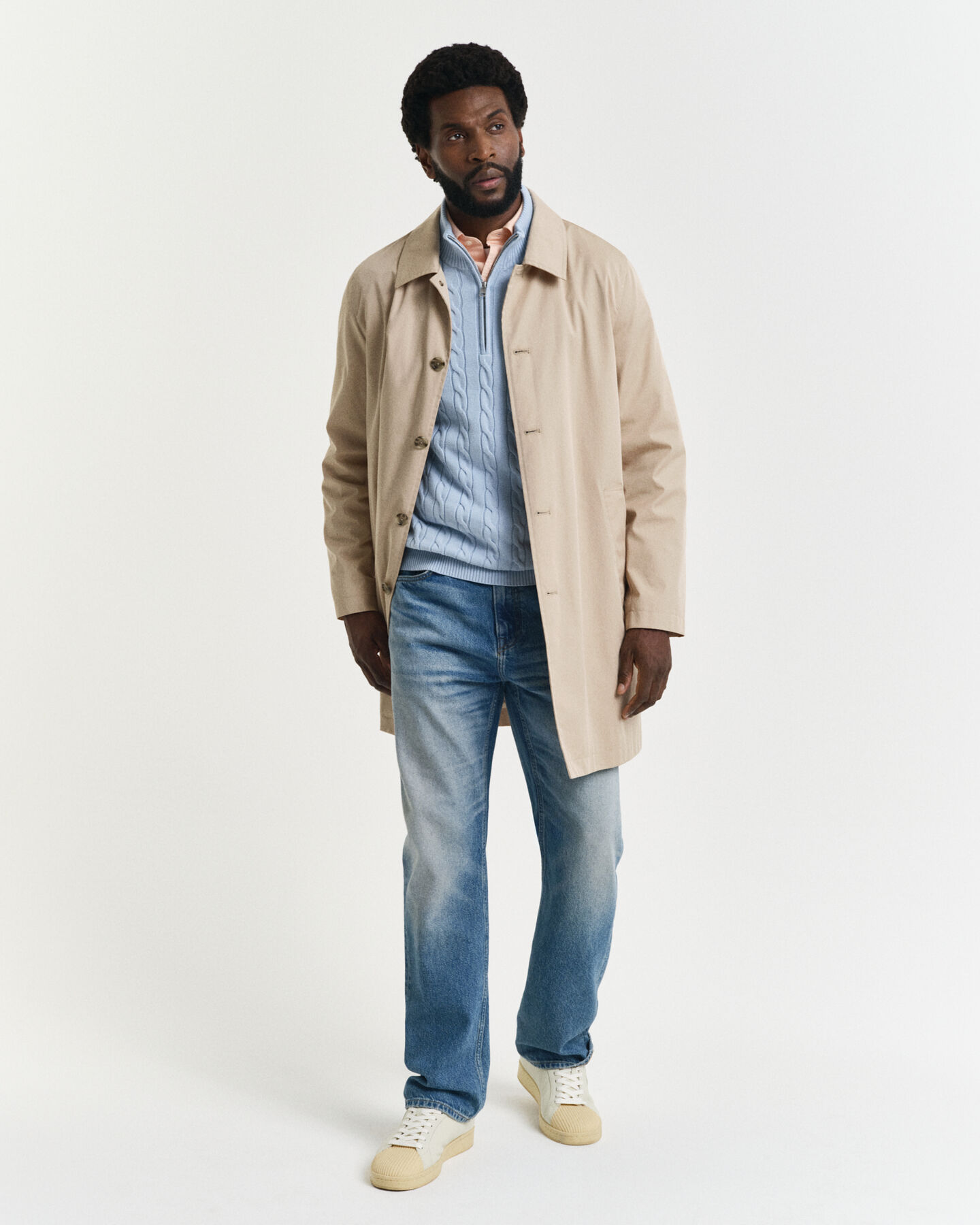 Cotton Cable Knit Half-Zip Sweater