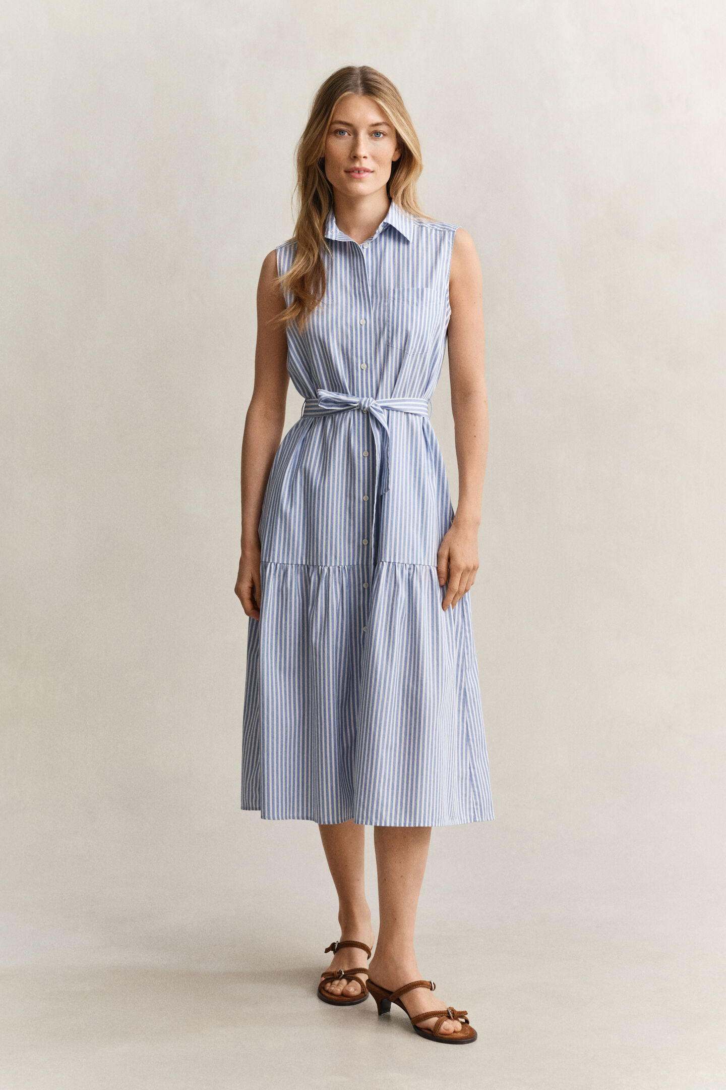Sleeveless Striped Cotton Dress