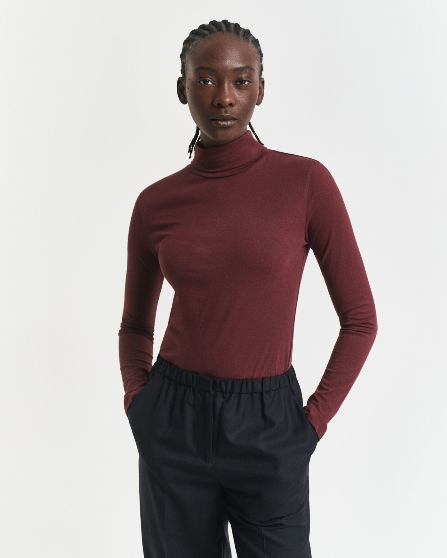 Lightweight Cotton Turtleneck Top