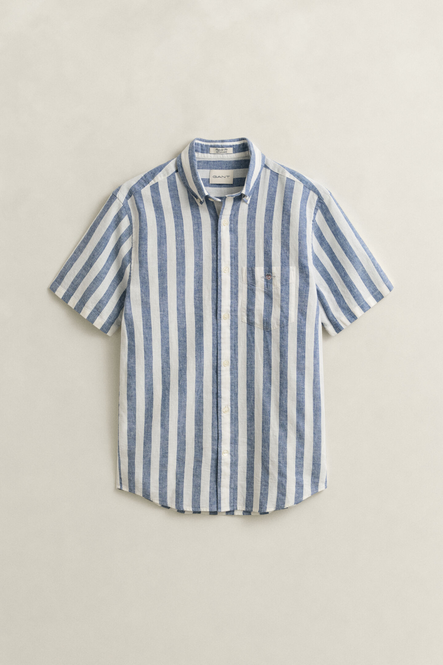 Striped Linen Blend Short Sleeve Shirt