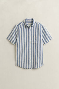 Striped Linen Blend Short Sleeve Shirt