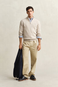 Cotton Cable Knit Half-Zip Sweater