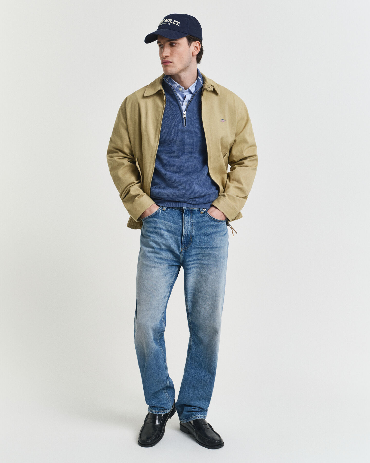 Cotton Piqu&eacute; Half-Zip Sweater