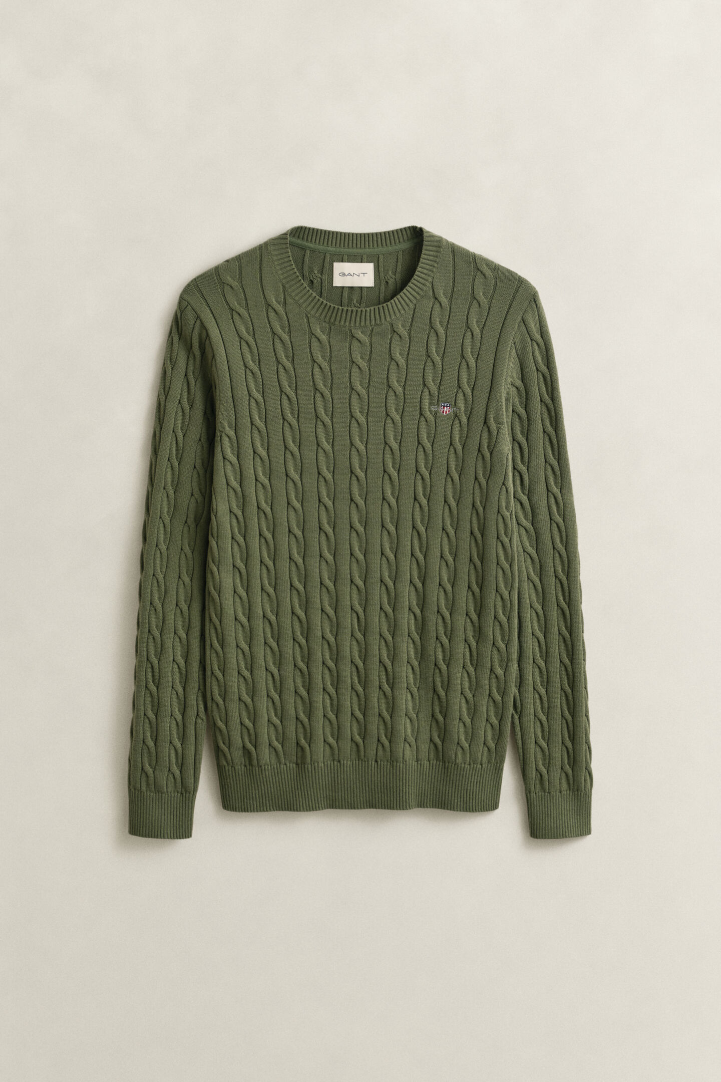 Cotton Cable Knit Crew Neck Sweater