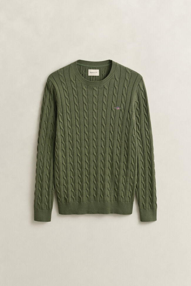 Cotton Cable Knit Crew Neck Sweater