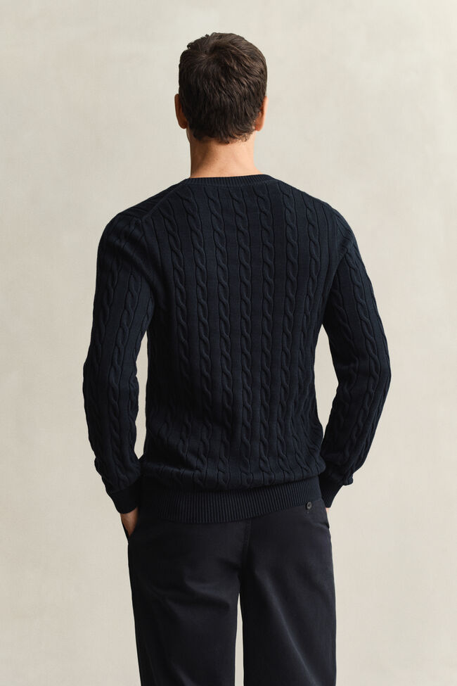 Cotton Cable Knit Crew Neck Sweater
