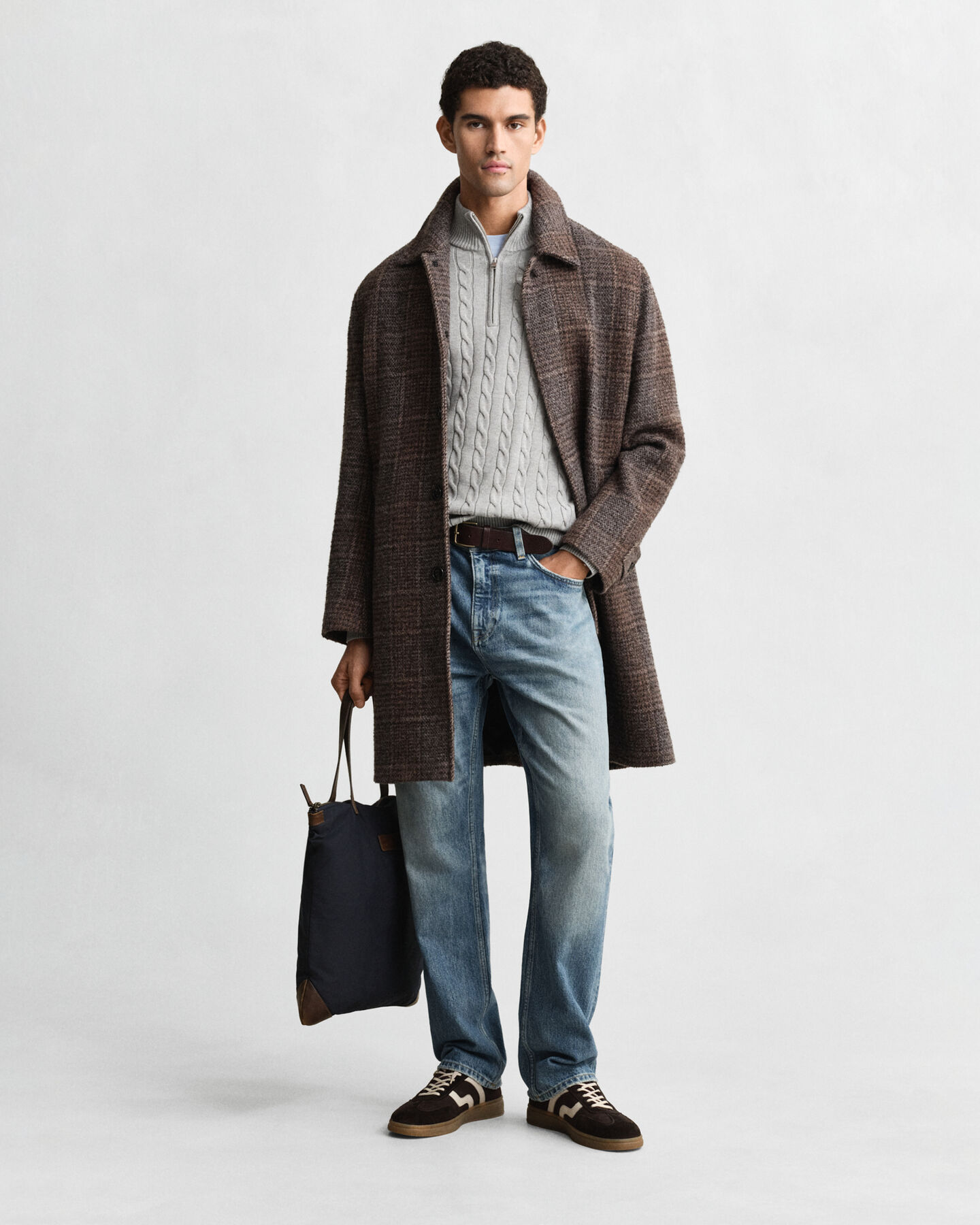 Cotton Cable Knit Half-Zip Sweater