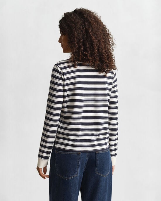 Striped Long Sleeve Polo Shirt