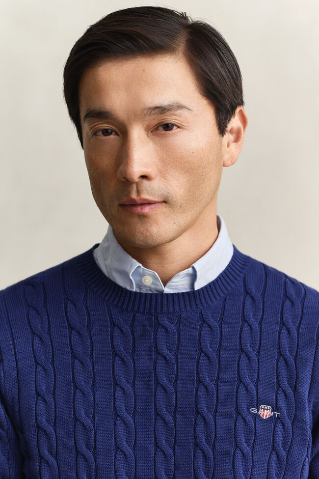 Cotton Cable Knit Crew Neck Sweater