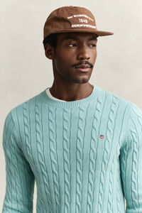 Cotton Cable Knit Crew Neck Sweater