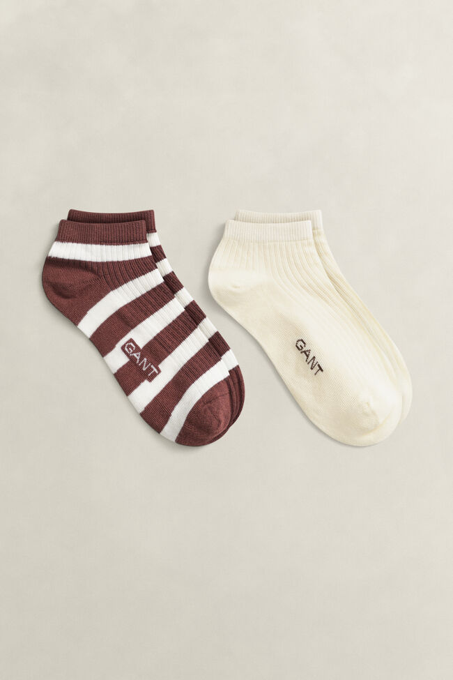 2-Pack Striped & Solid Ankle Socks