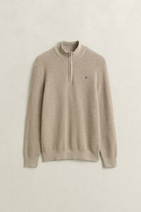 Textured Cotton Half-Zip Sweater