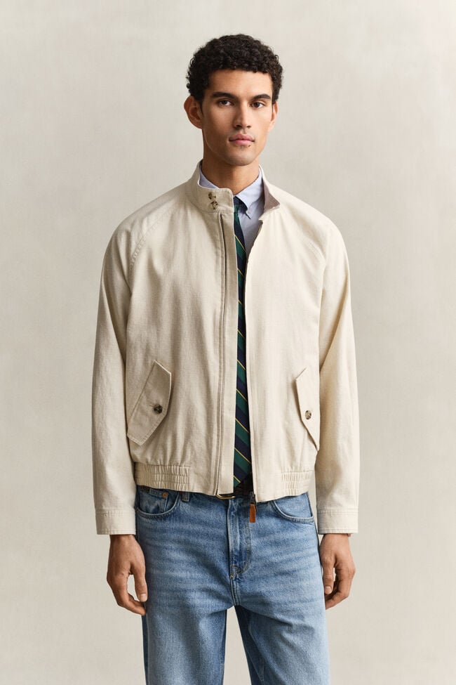 Linen Blend Harrington Jacket