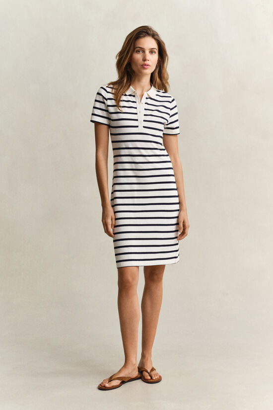 Striped Piqu&eacute; Polo Dress