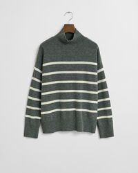Striped Superfine Lambswool Turtleneck Sweater