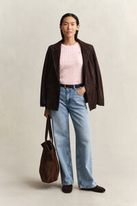 Cable Knit Short Sleeve Sweater