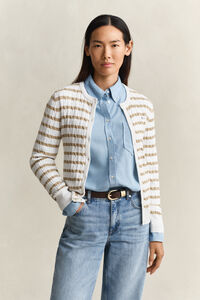Striped Cable Knit Cardigan