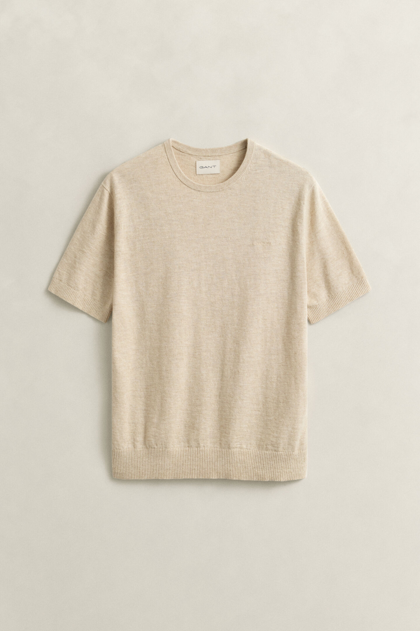 Slub Cotton Blend Short Sleeve Sweater