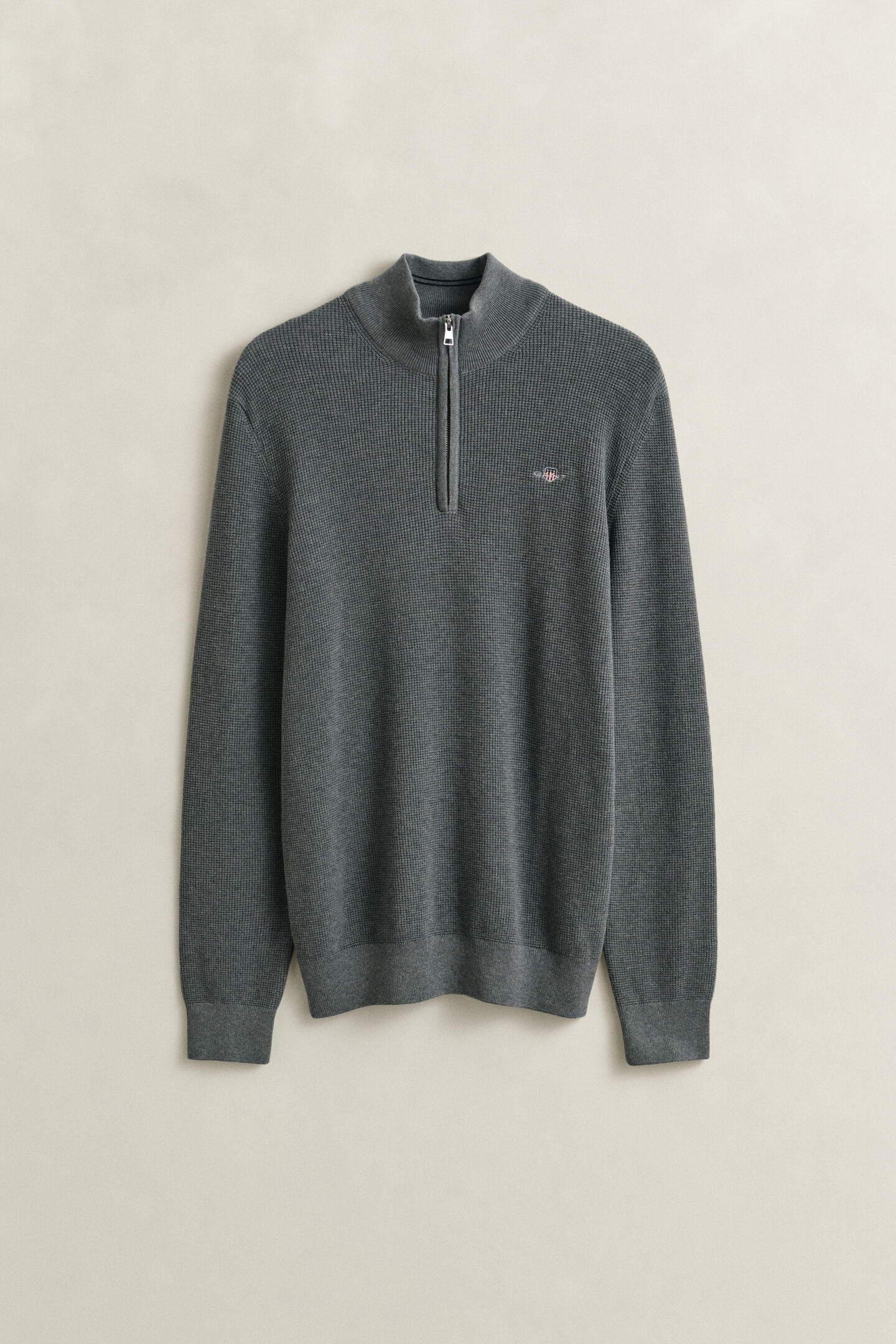 Textured Cotton Half-Zip Sweater