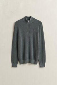 Textured Cotton Half-Zip Sweater
