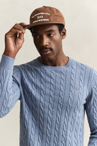 Cotton Cable Knit Crew Neck Sweater