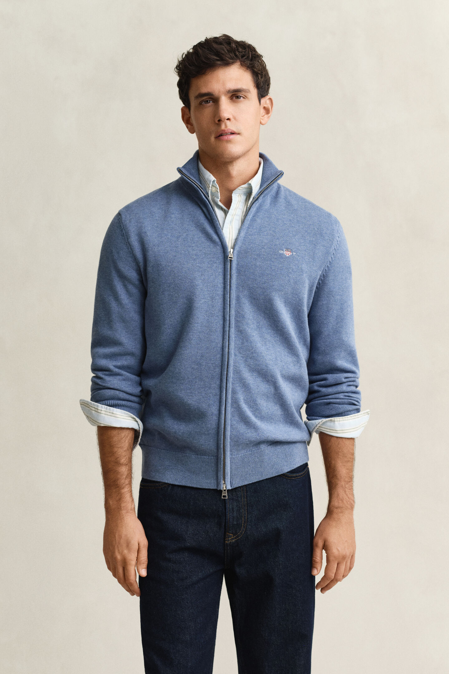 Casual Cotton Zip Cardigan