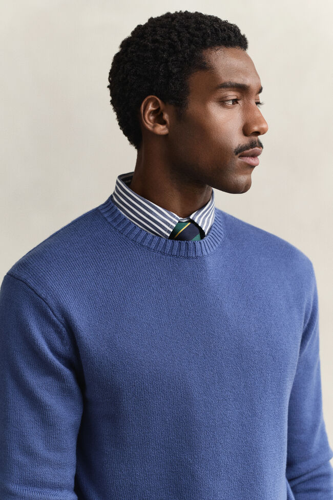 Cotton Blend Crew Neck Sweater