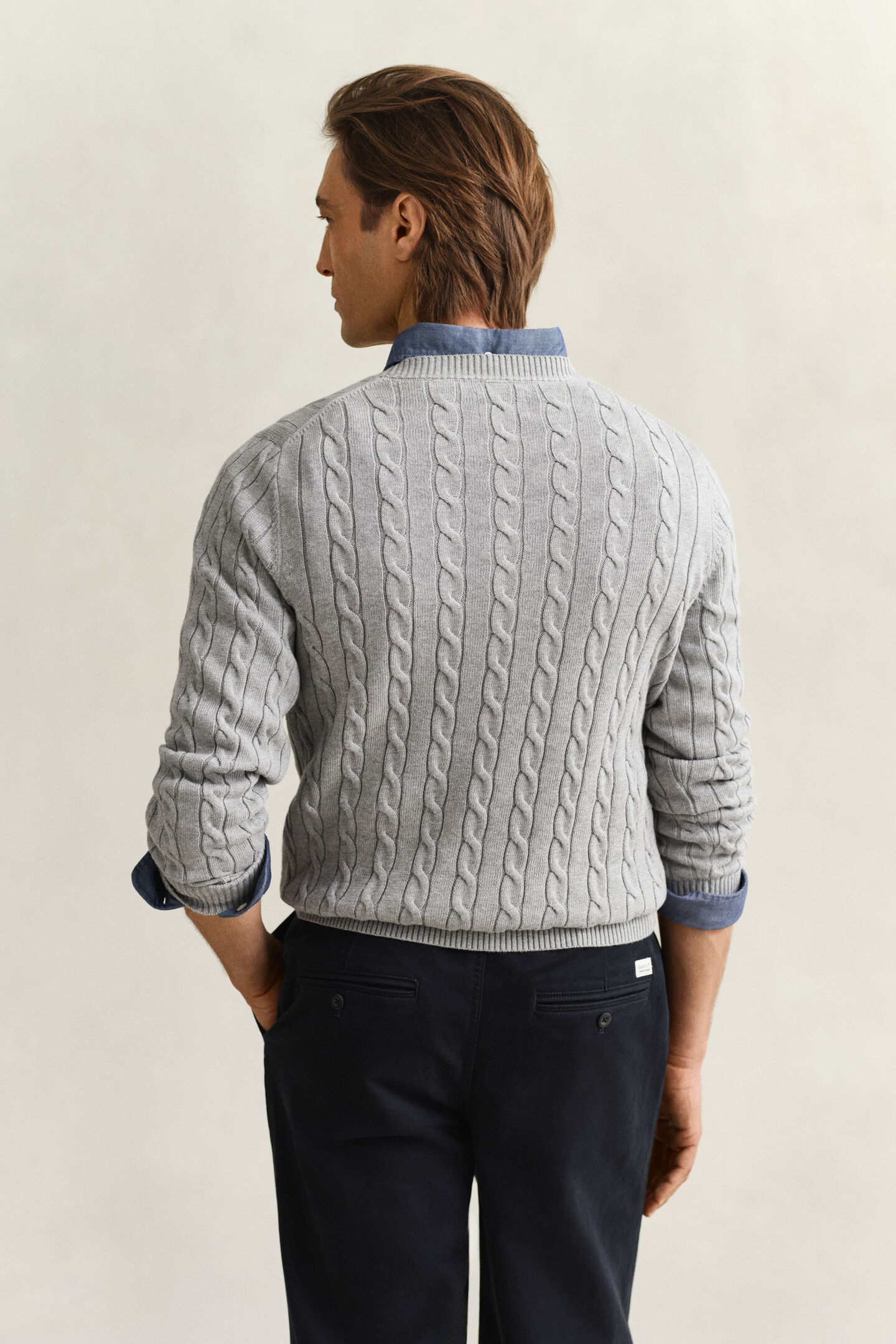 Cotton Cable Knit Crew Neck Sweater