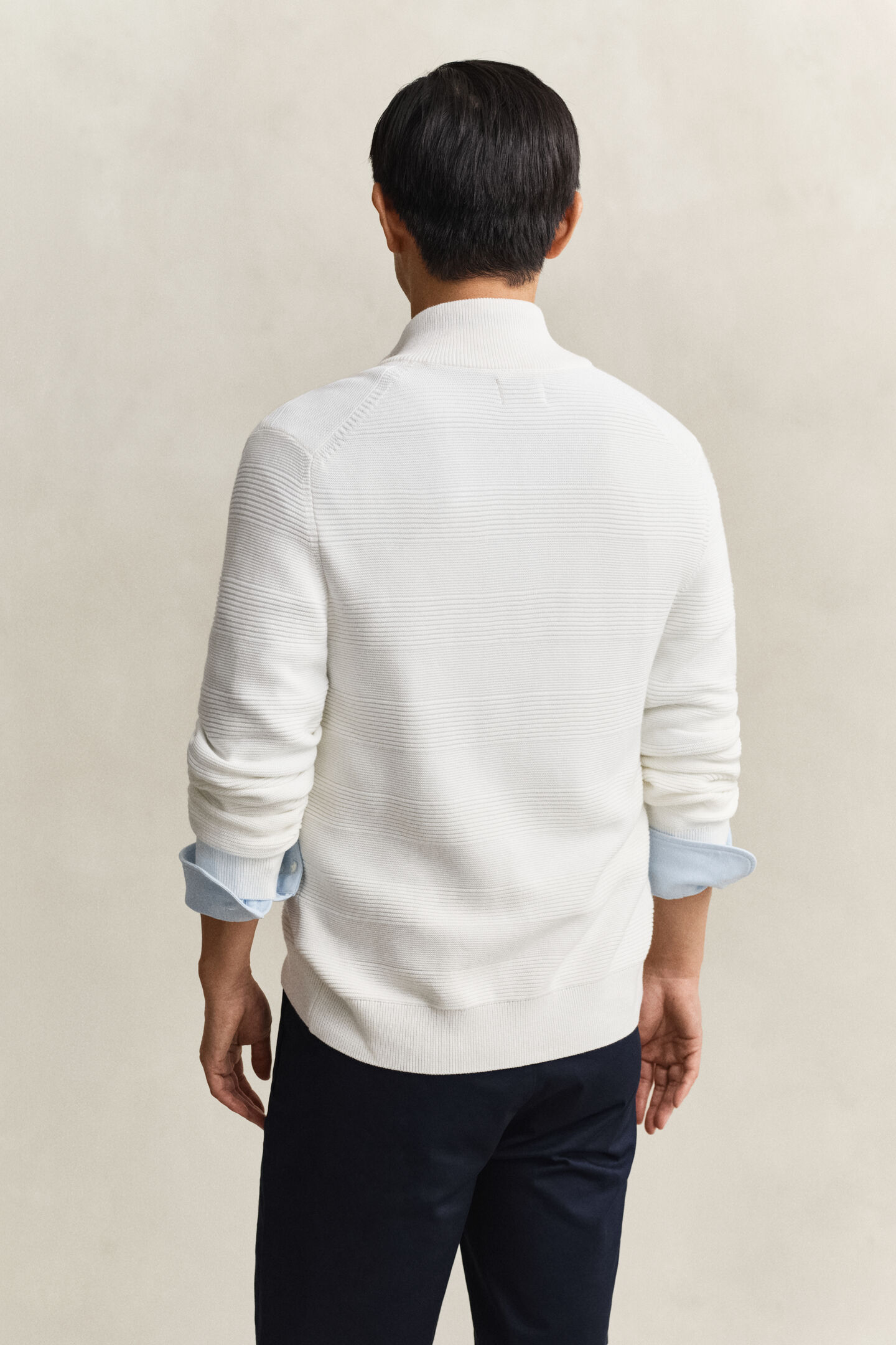Textured Cotton Zip Cardigan