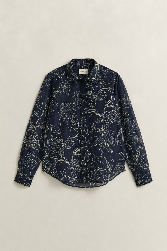 Regular Fit Floral Print Cotton Silk Shirt