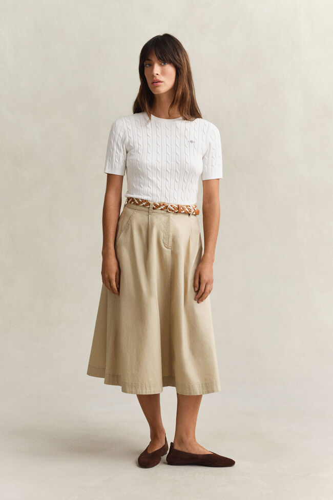 Pleated Chino Skirt