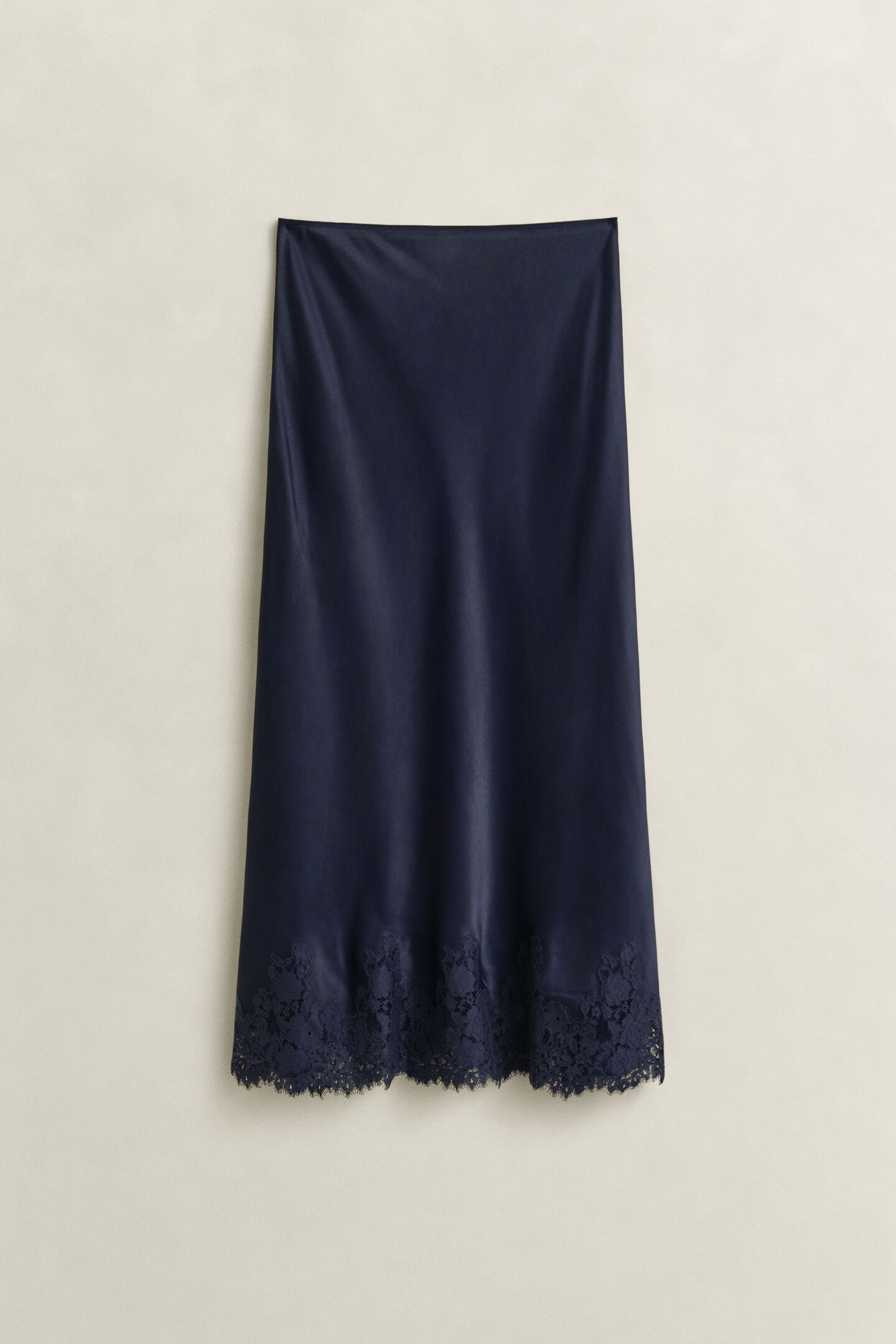 Satin Lace Midi Skirt