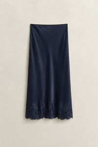 Satin Lace Midi Skirt