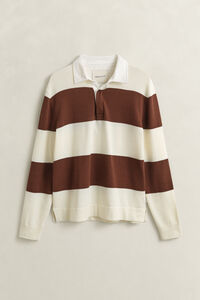 Barstriped Cotton Polo Sweater