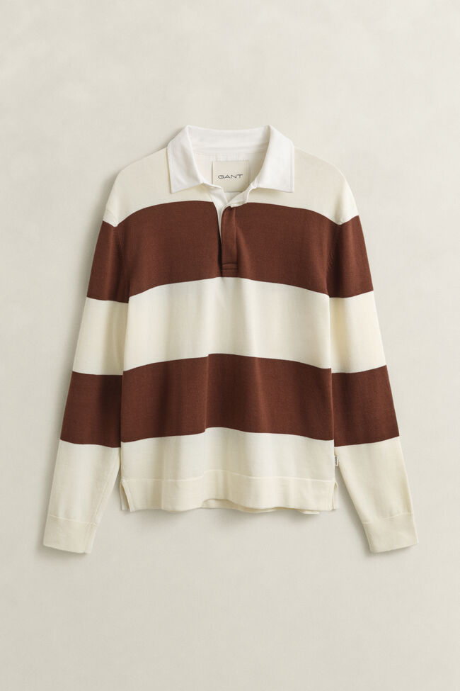 Barstriped Cotton Polo Sweater
