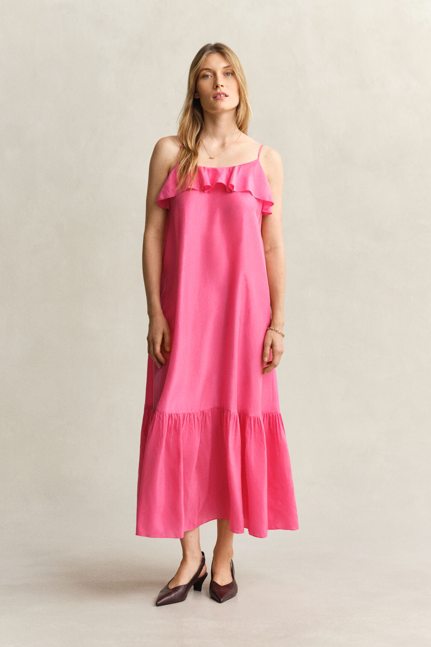 Strappy Silk Midi Dress