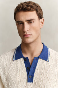 Cable Knit Polo Sweater