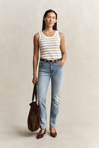 Striped Cable Knit Tank Top