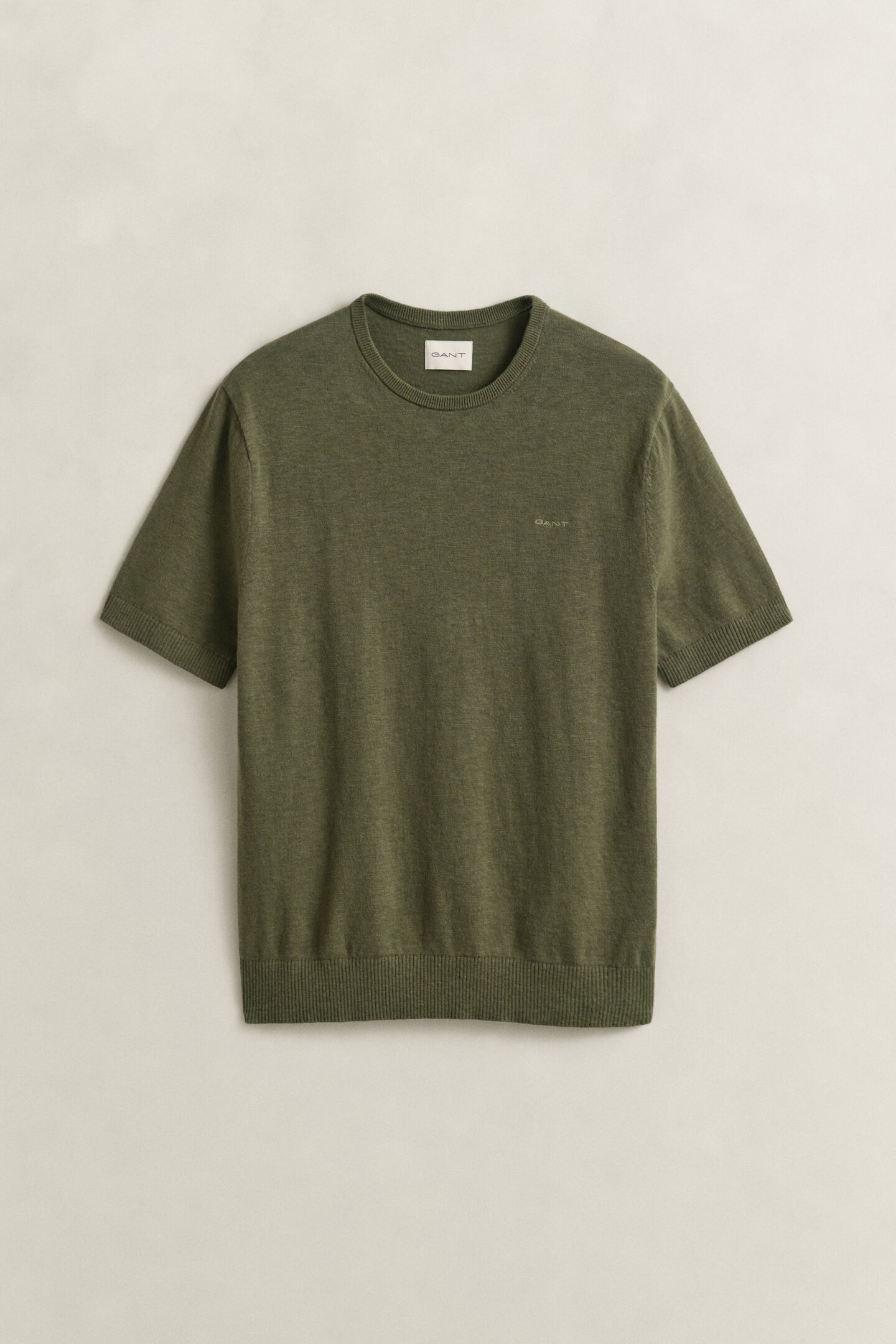 Slub Cotton Blend Short Sleeve Sweater