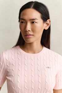 Cable Knit Short Sleeve Sweater