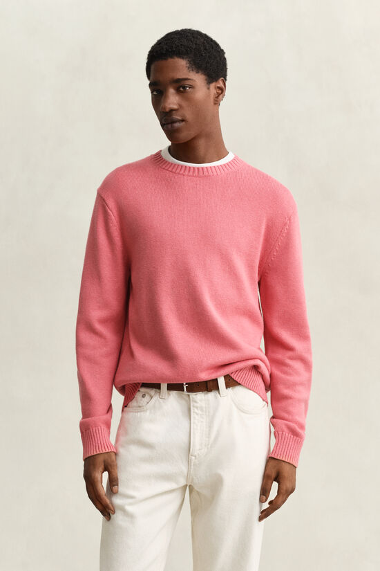 Cotton Blend Crew Neck Sweater
