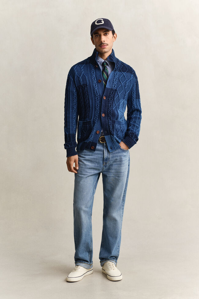 Cable Knit Patchwork Cardigan