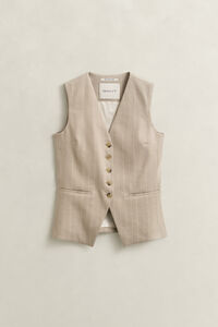 Pinstriped Linen Blend Vest