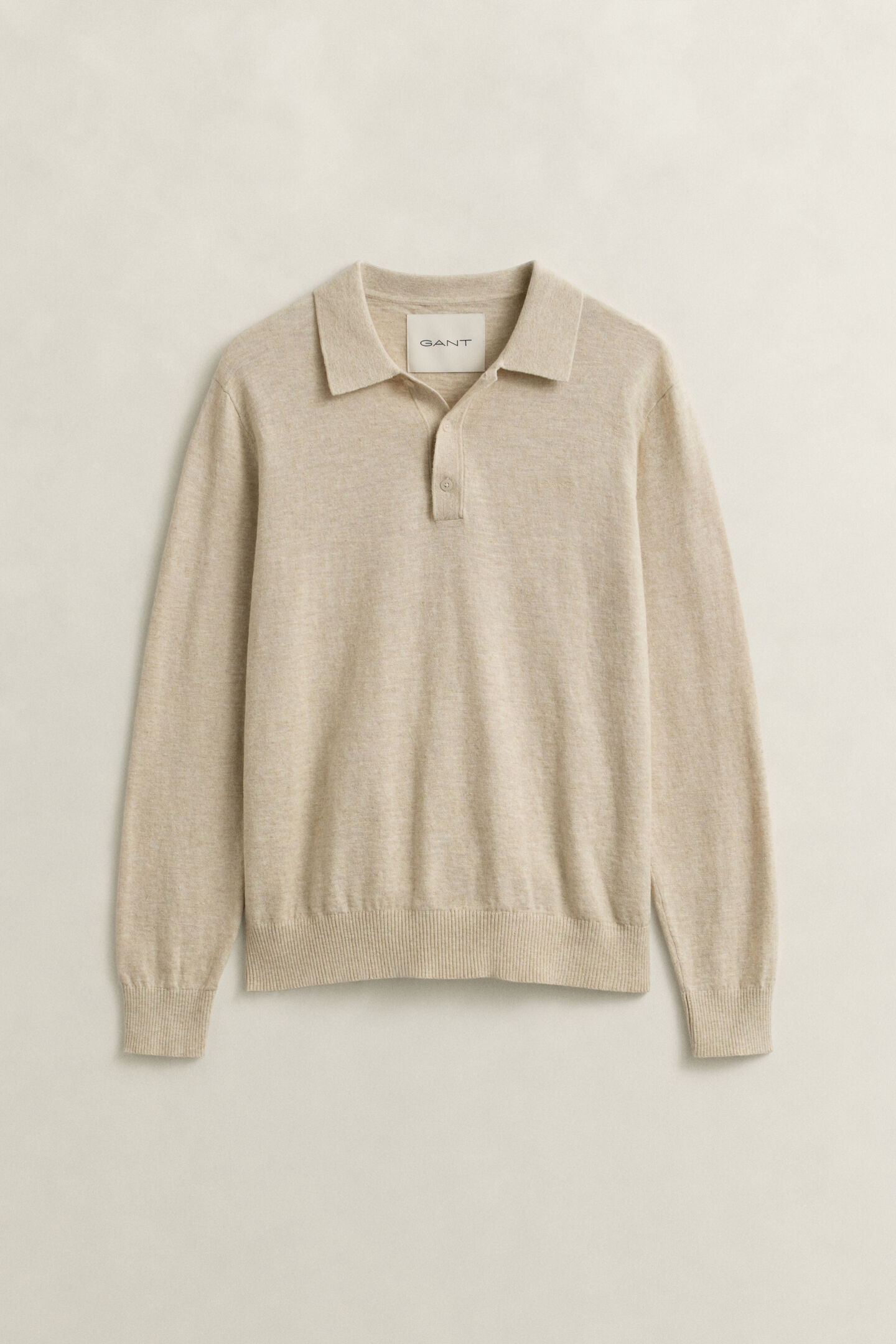 Slub Cotton Blend Polo Sweater