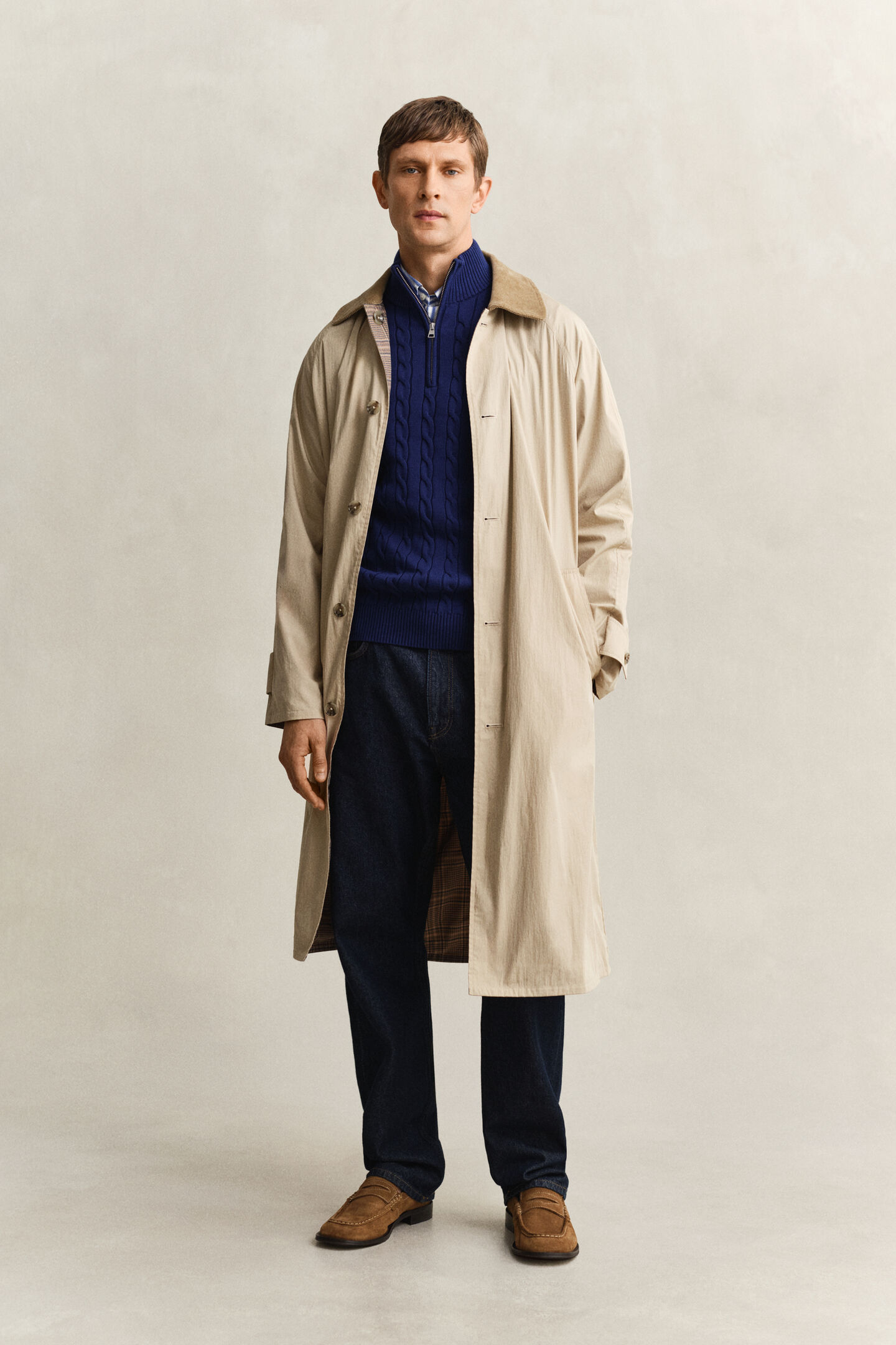 Cotton Cable Knit Half-Zip Sweater